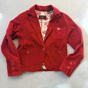 Nicole Miller Womens Wine Red Corduroy Button Up Blazer Pea Coat Jacket